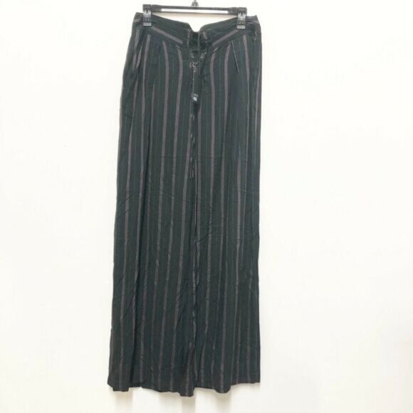 Paige NWT Womens 6 Black Currant Capuncine Hi Waist Wide Leg Stripe Pants - Picture 2 of 9